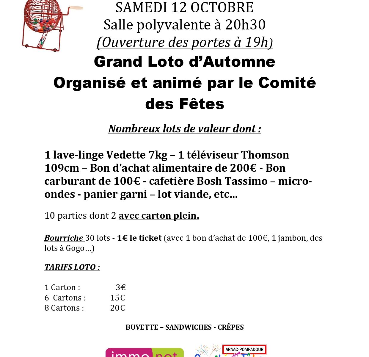 Grand loto d'automne à Pompadour