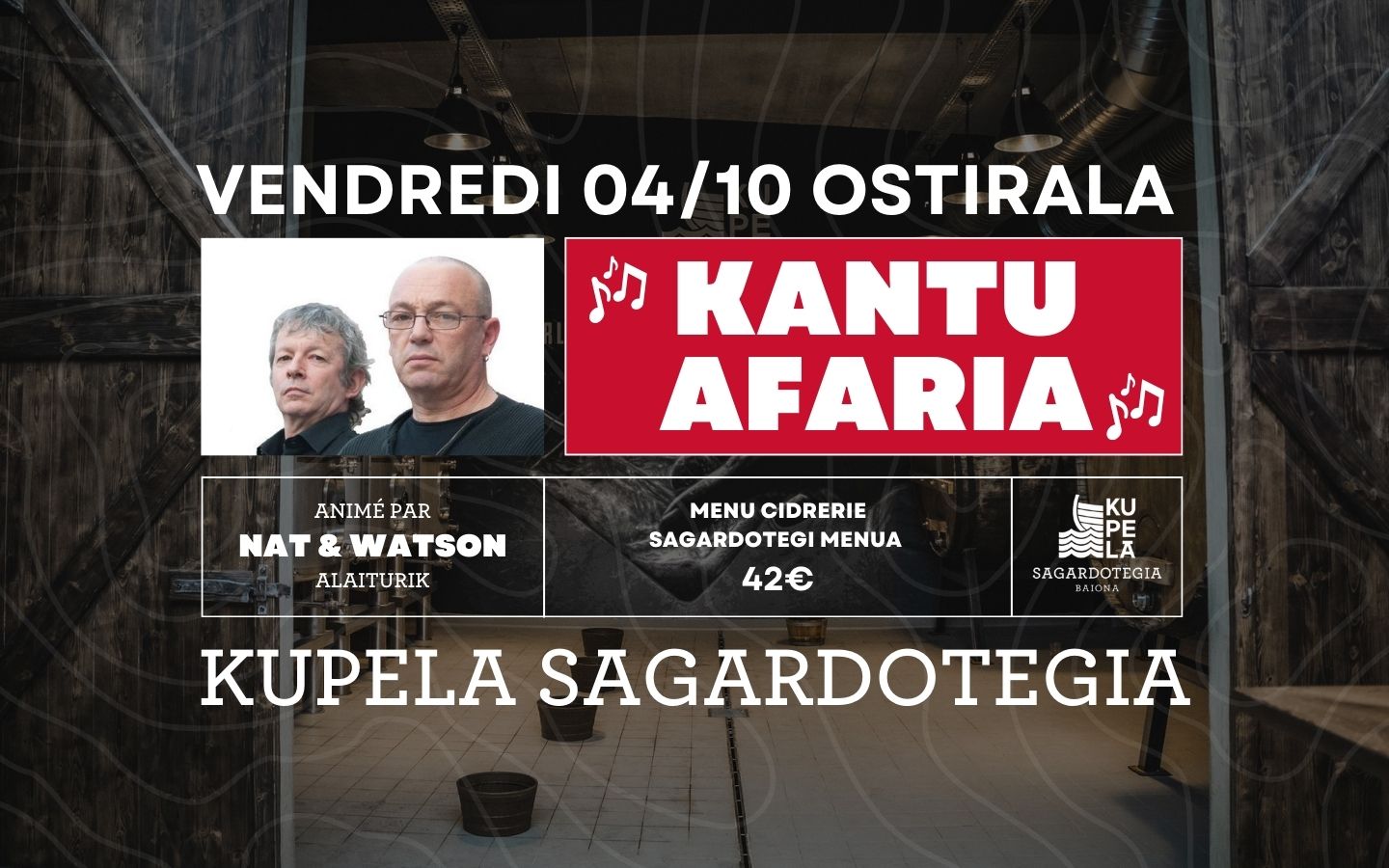 Kupela sagardotegia premier kantu afari