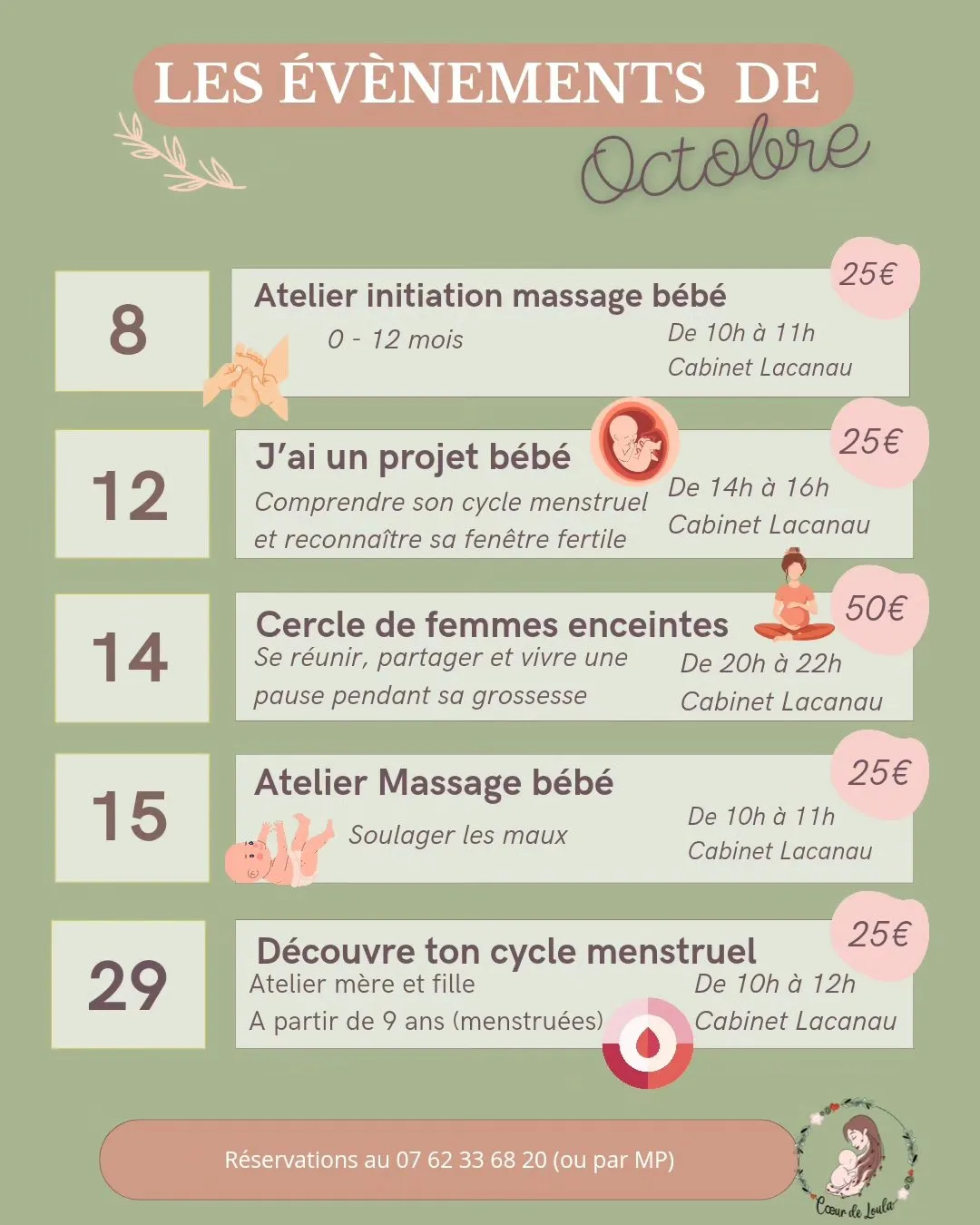 Atelier initiation massage bébé 0 à 12 mois sur réservation