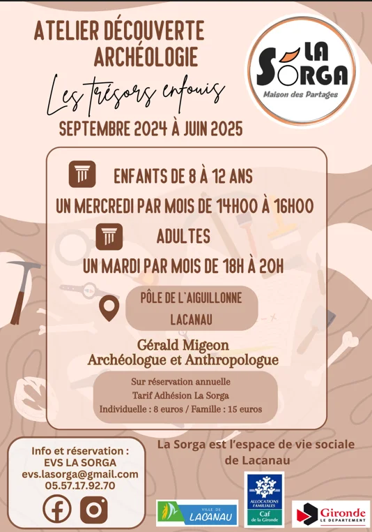 Atelier Découverte Archéologie pour adultes La Sorga gratuit et sur réservation