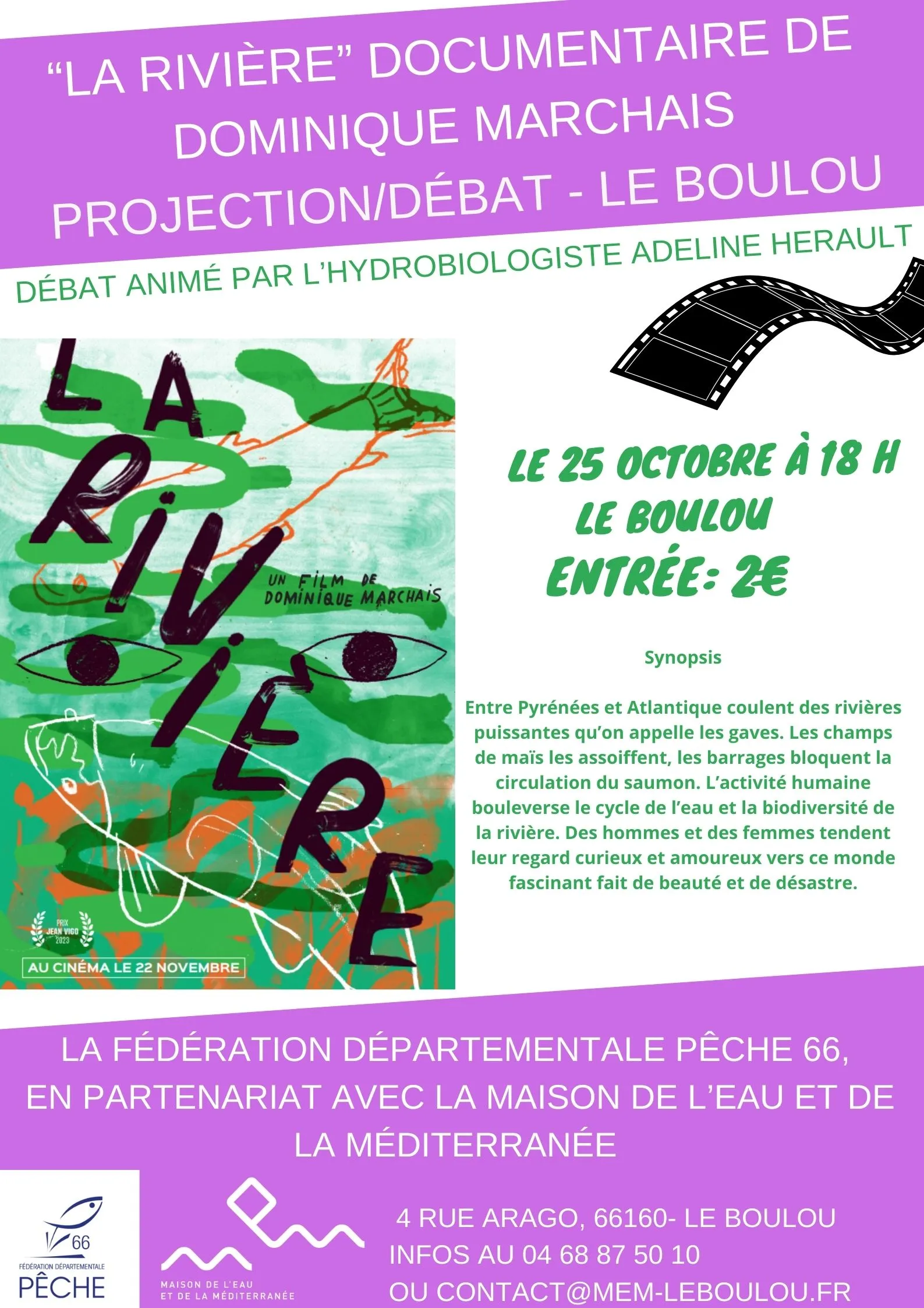 PROJECTION / DÉBAT FILM DOCUMENTAIRE "LA RIVIERE" DE DOMINIQUE MARCHAIS