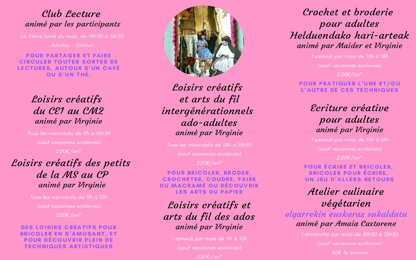 Les ateliers du temps libre club lecture pour adultes