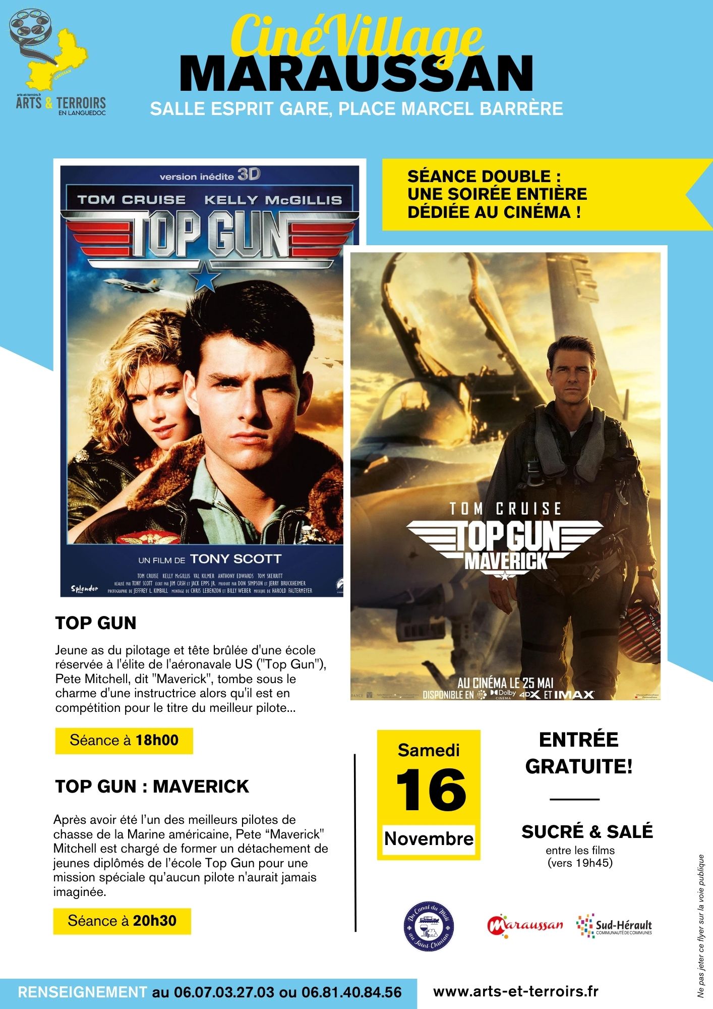 CINEMA ET PETITE RESTAURATION SOIREE TOP GUN TOM CRUISE TOUTE LA SOIRÉE