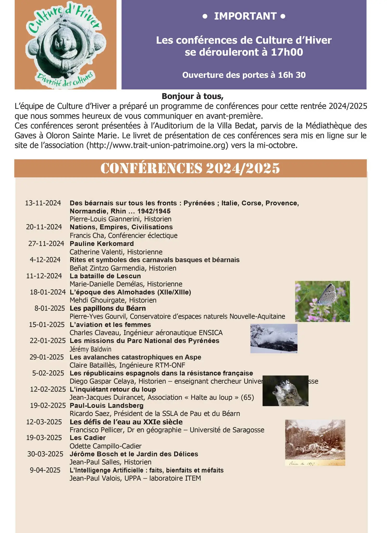 Conférence Les papillons du Béarn Culture d'Hiver