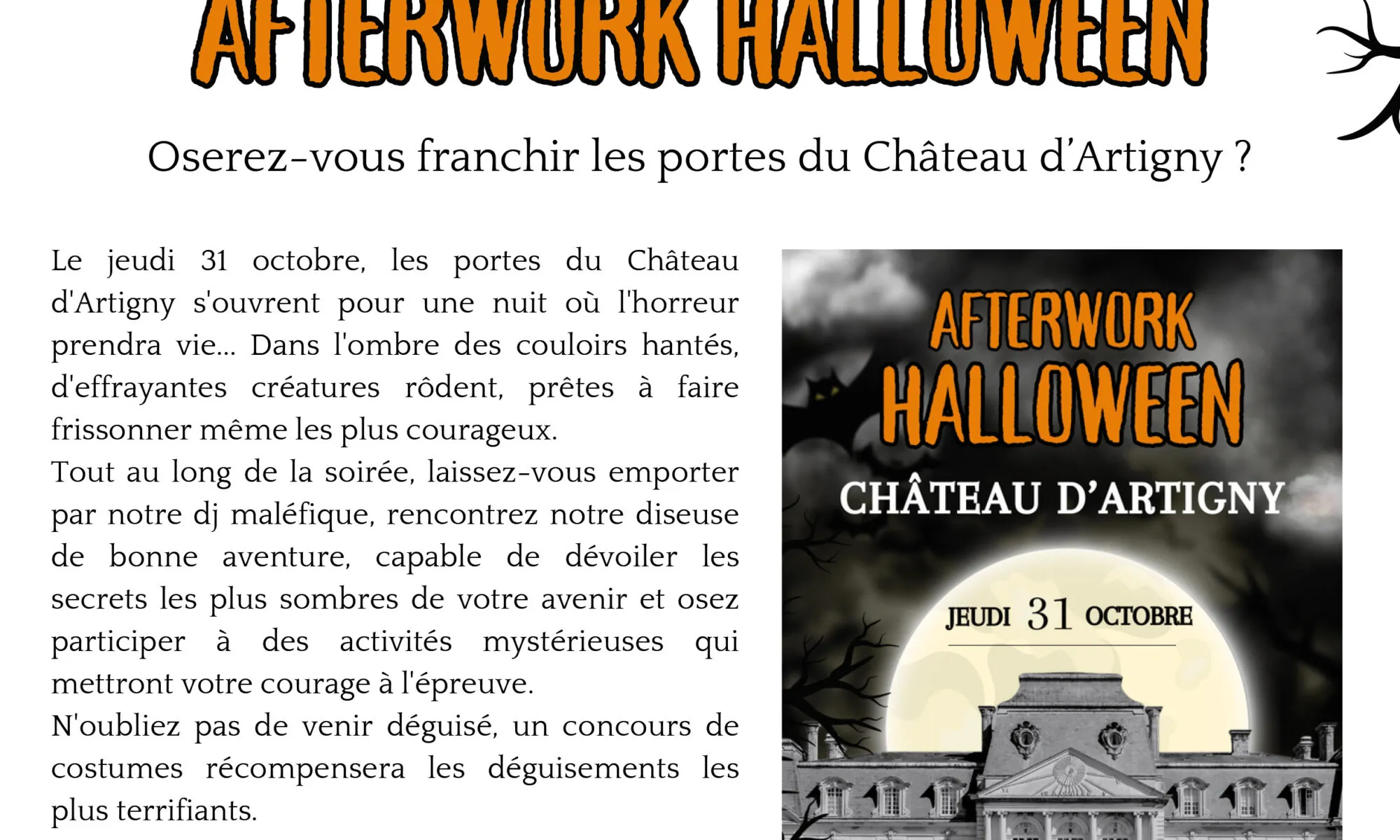 Afterwork d'Halloween au château d'Artigny