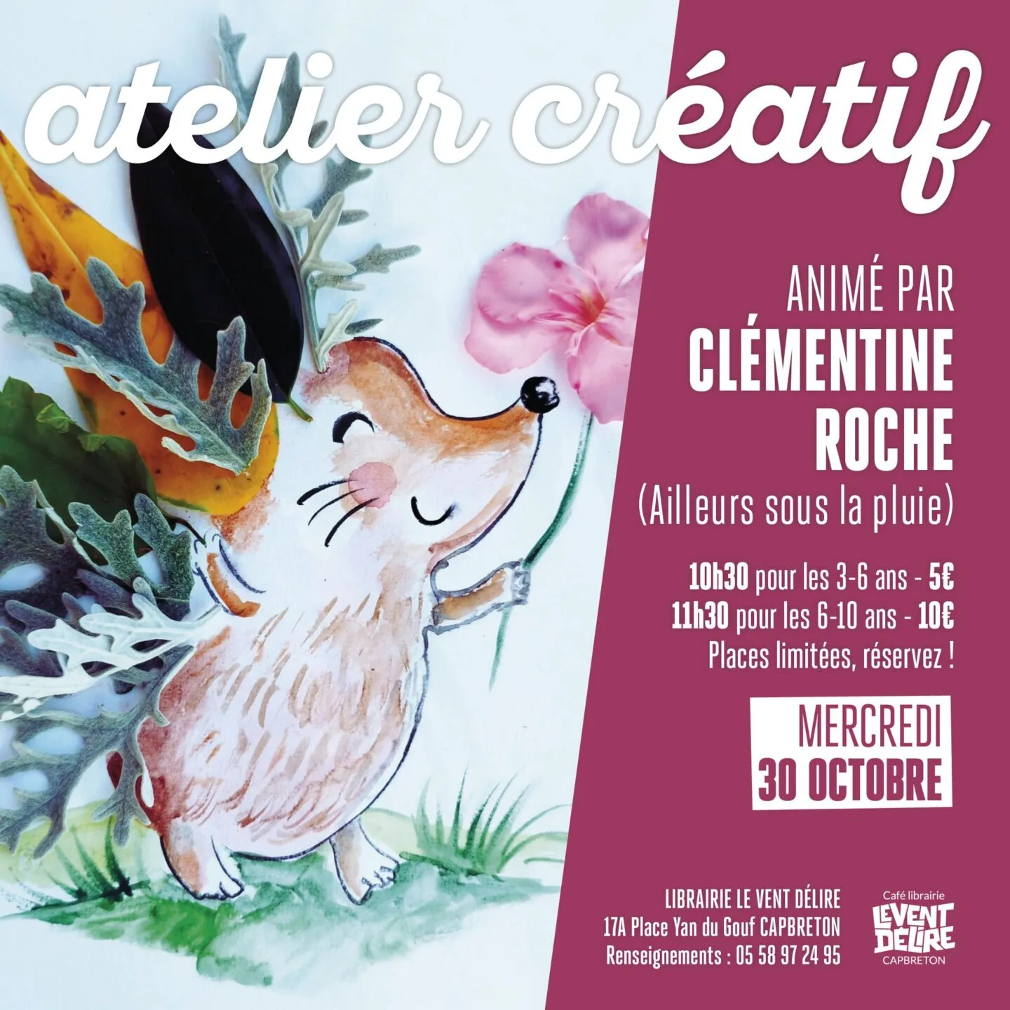 Atelier créatif à la librairie le vent délire