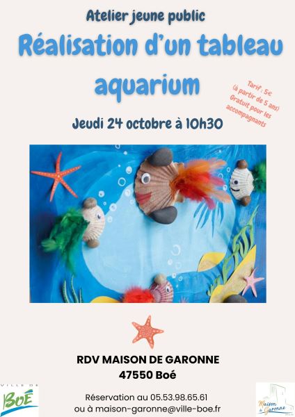 Atelier jeune public de réalisation d’un tableau aquarium