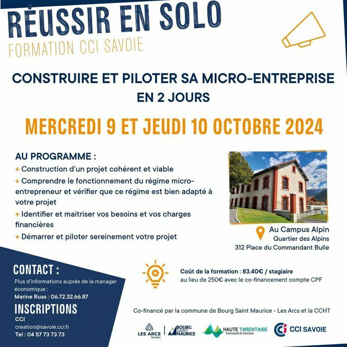 Gerer sa micro entreprise campus alpin Bourg-Saint-Maurice