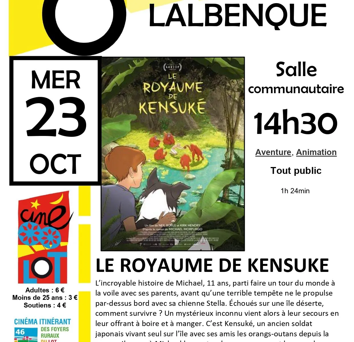 Ciné-Lot "Le Royaume de Kensuke"