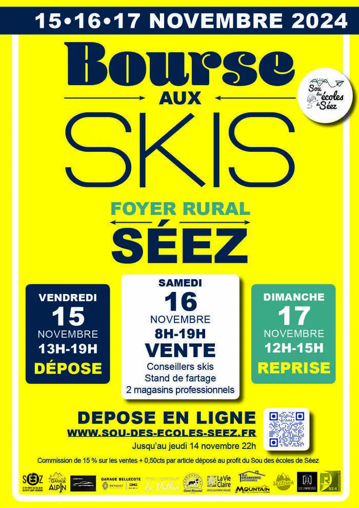 BOURSE AUX SKIS DE SEEZ organisée par le Sou des écoles de Seez foyer rural seez Séez