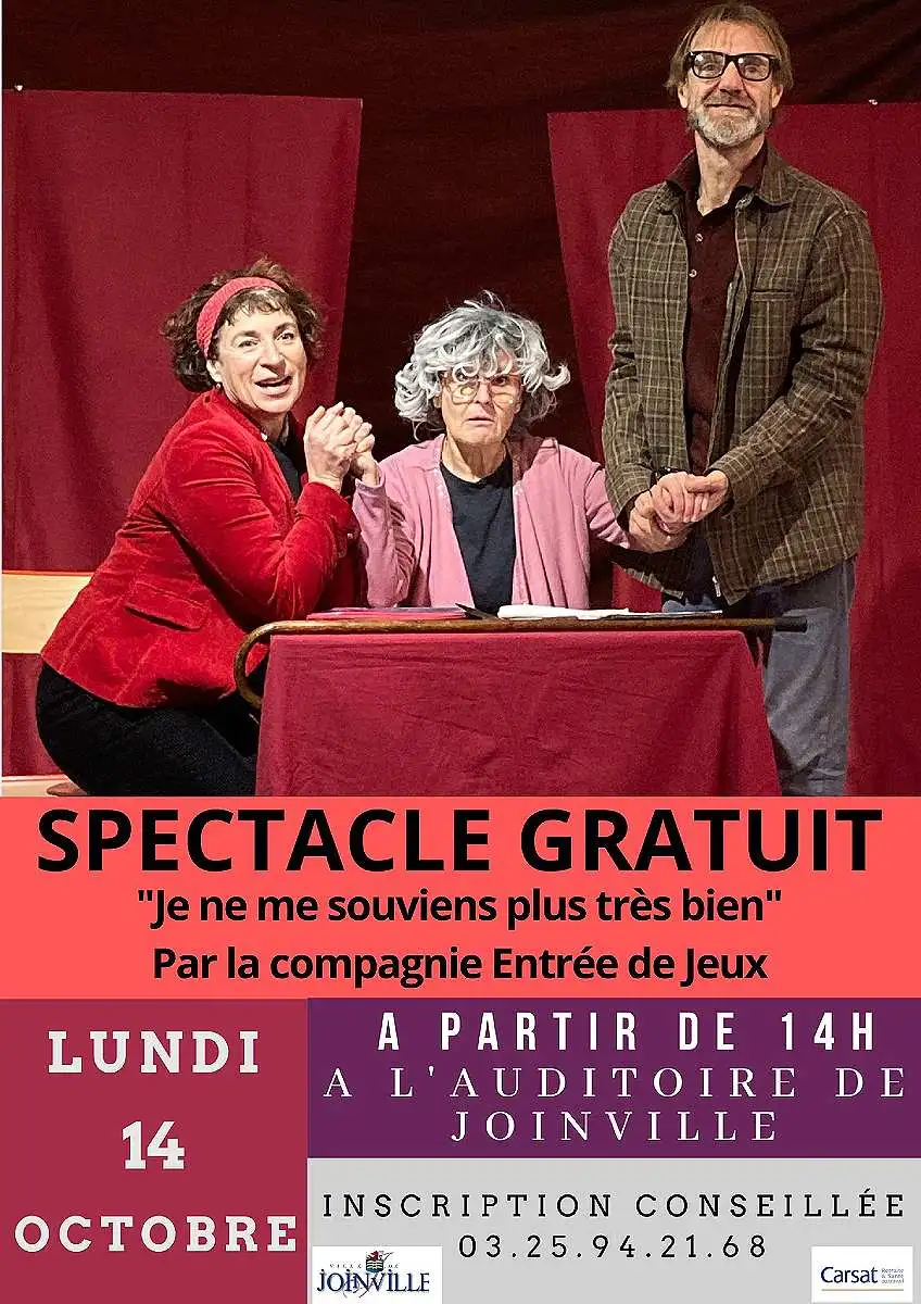 SPECTACLE "JE NE ME SOUVIENS PLUS TRÈS BIEN"