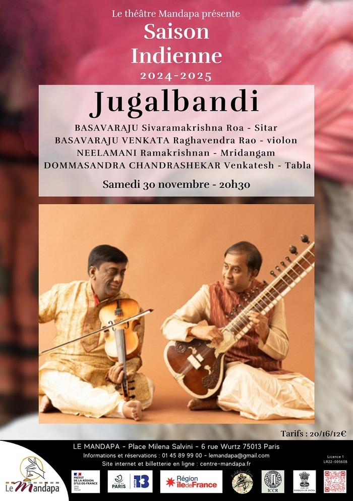 Jugalbandi - Musique carnatique d'Inde du Sud Théâtre Mandapa Paris