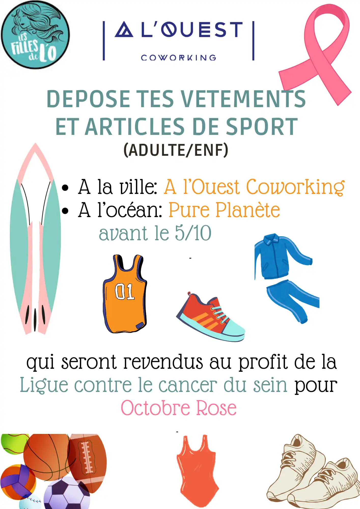 Les filles de L'O se mobilisent pour octobre rose vente suite à la récolte de vêtements