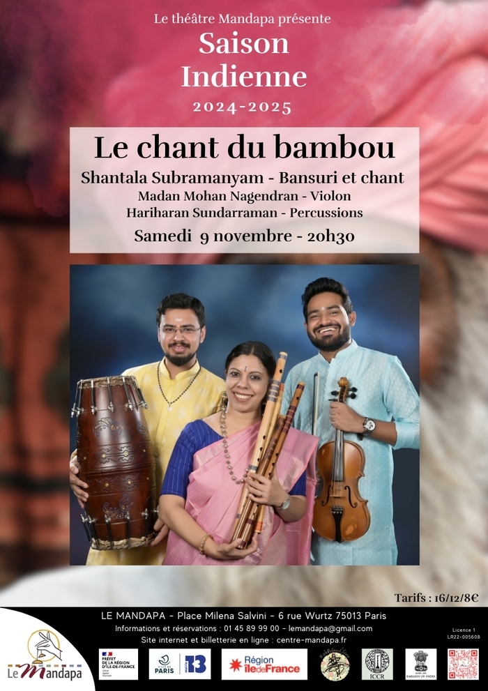 Le chant du bambou - Musique indienne Théâtre Mandapa Paris