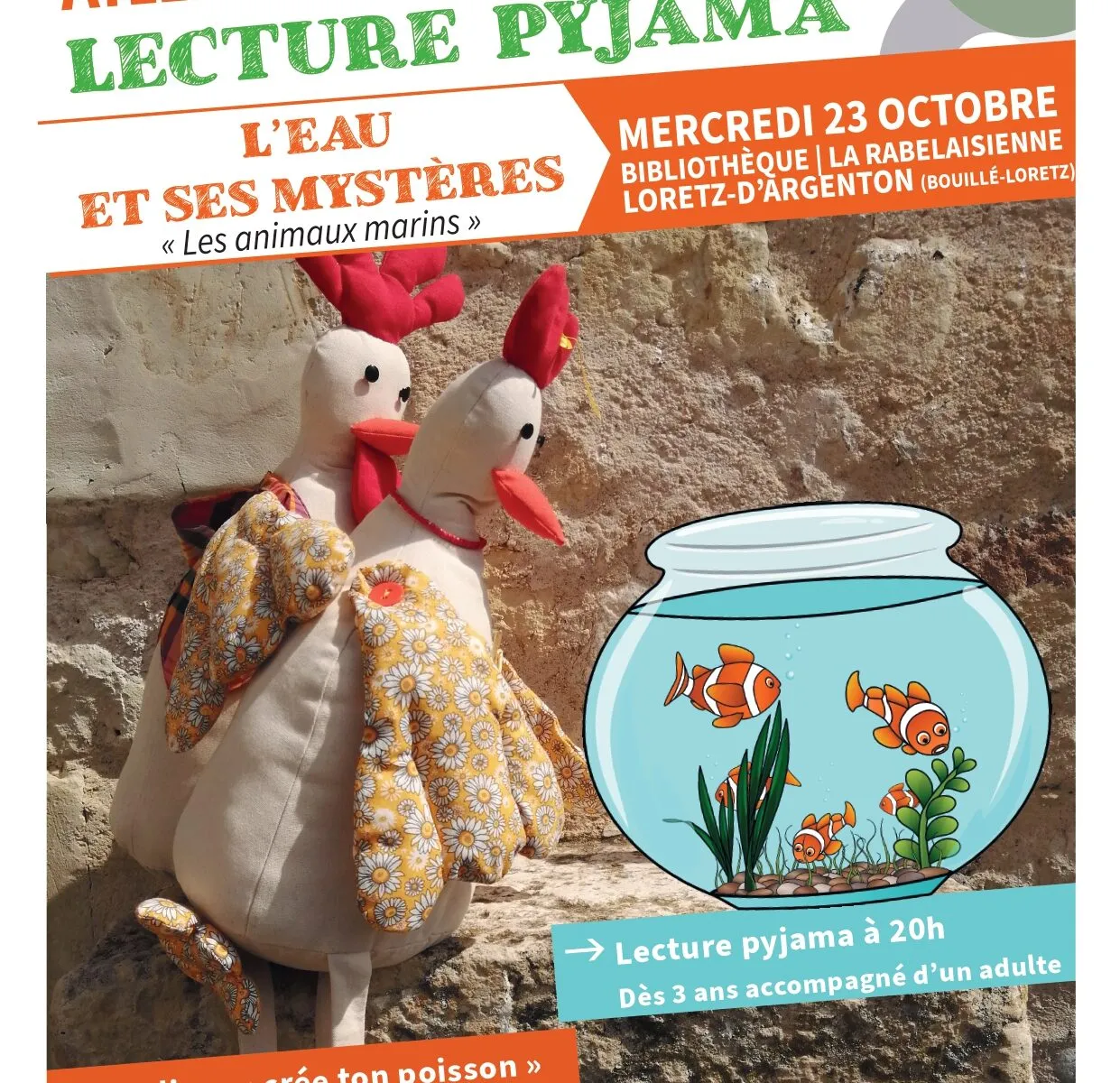 Atelier & lecture pyjama l'eau et ses mystères " les animaux marins "