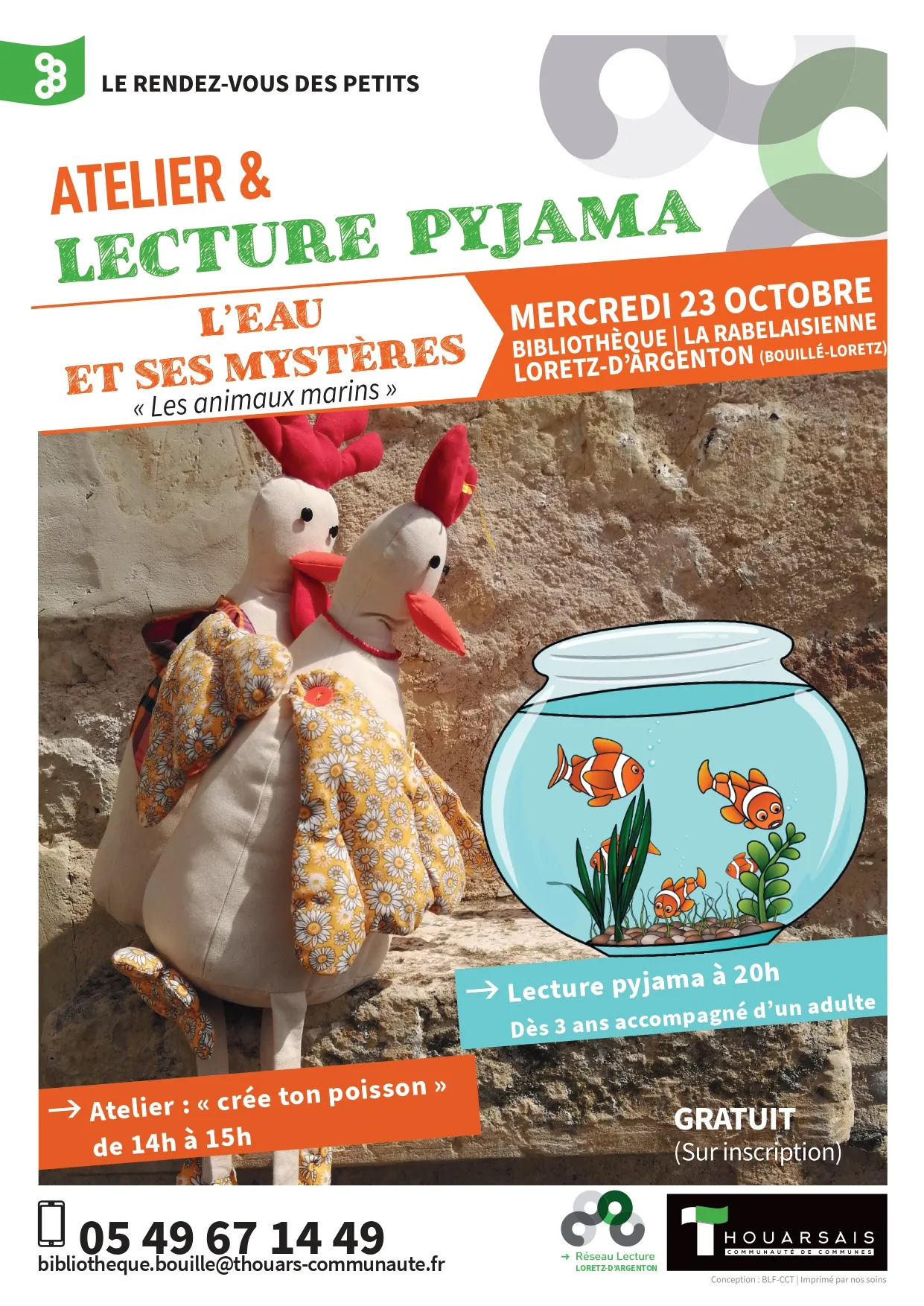 Atelier & lecture pyjama l'eau et ses mystères " les animaux marins "