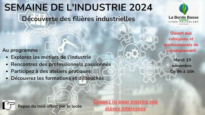 Lycée professionnel : une voie privilégiée pour travailler dans l'industrie Lycée de la Borde Basse Castres