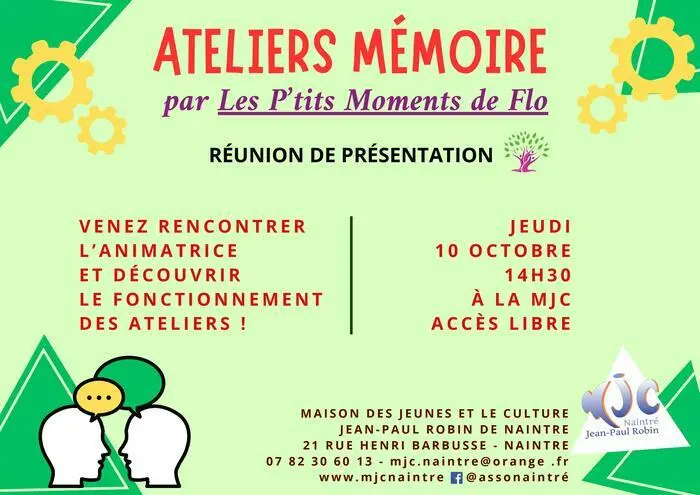 Réunion de présentation des ateliers mémoire de la MJC