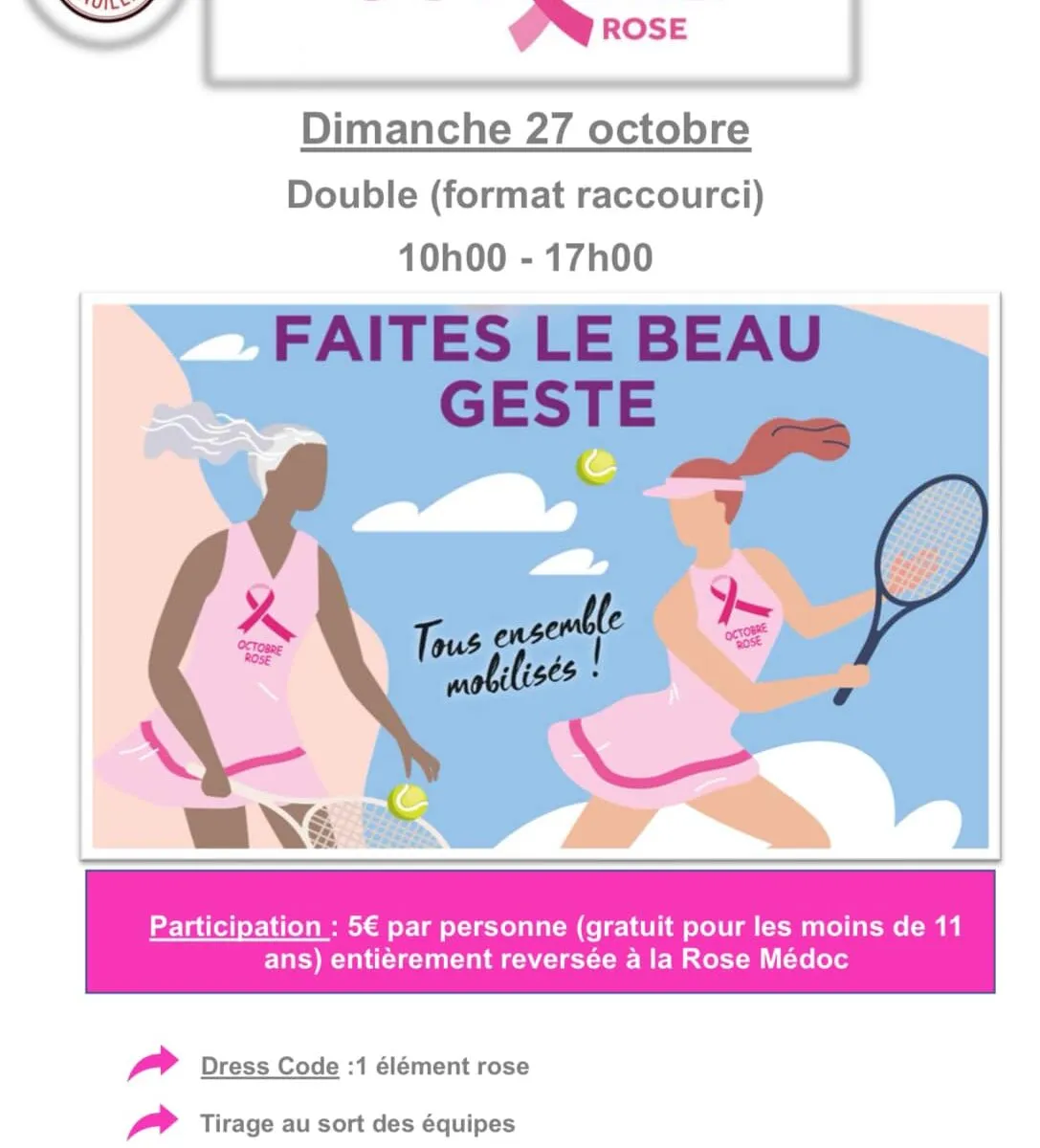 Octobre Rose 2024 tournoi de tennis à Pauillac