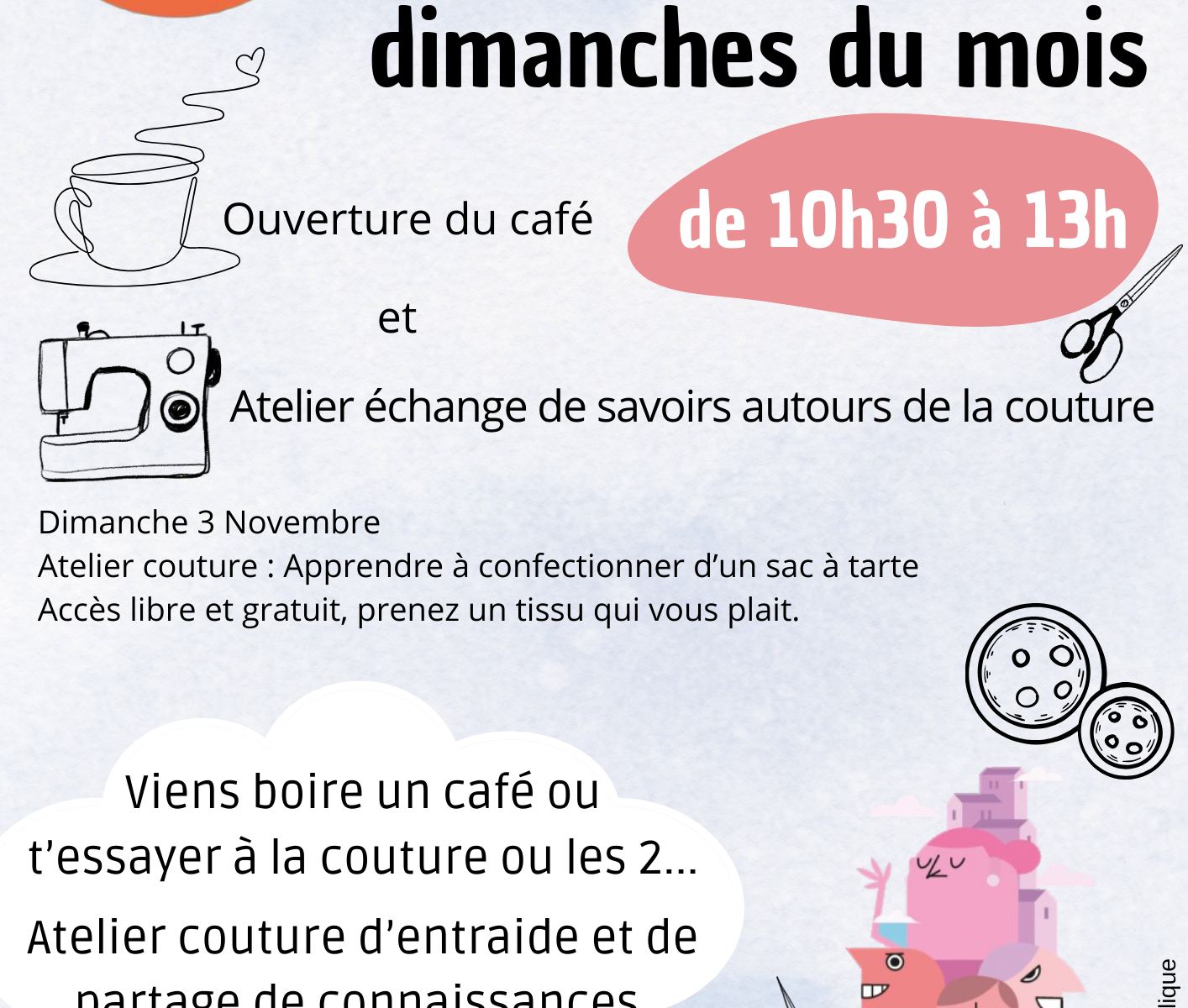 Ouverture du café et atelier couture au 3ème Lieu