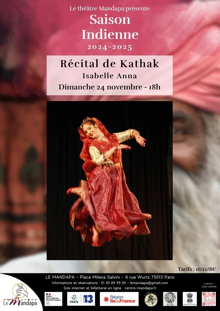 Récital de Kathak - Danse indienne Théâtre Mandapa Paris