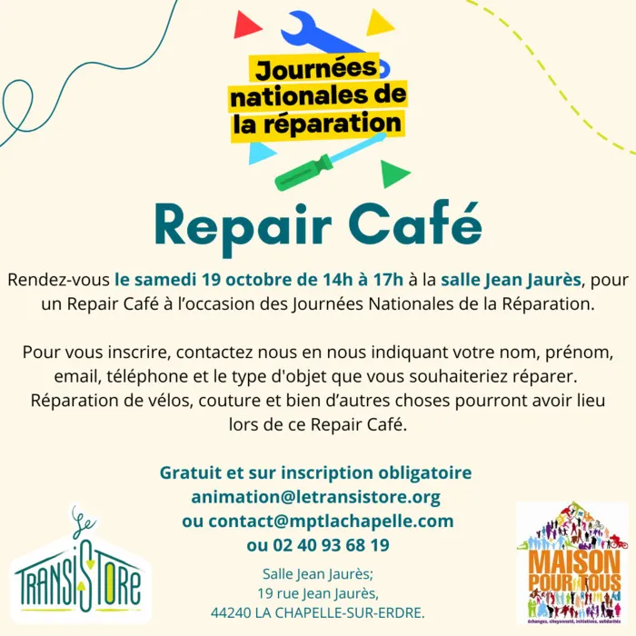 Repair Café jean jaurès La Chapelle-sur-Erdre