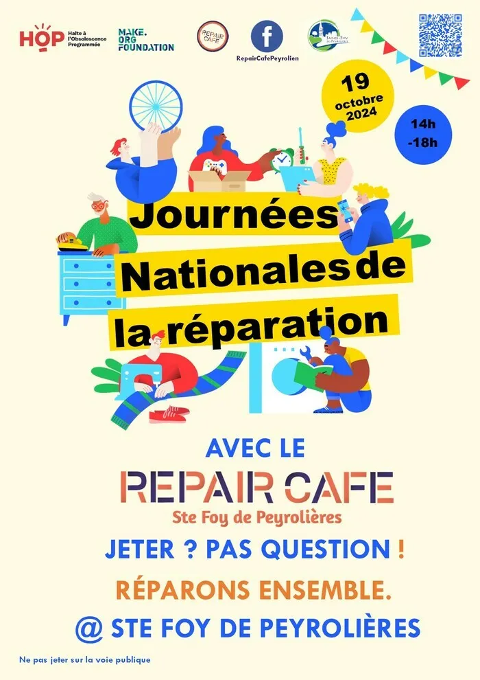 Repair Café Peyrolien le Samedi 19 Octobre 2024 @ Ste Foy de Peyrolières Salle de la Halle Sainte-Foy-de-Peyrolières