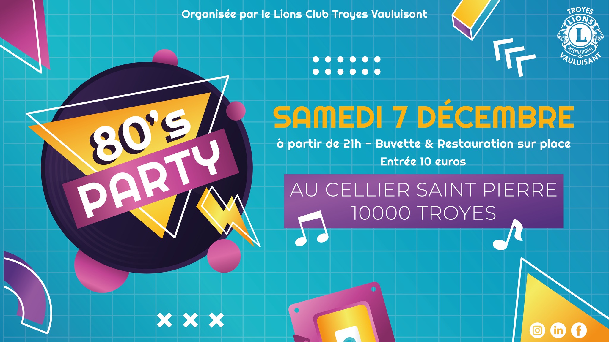 Soirée 80's Party au Cellier Saint-Pierre