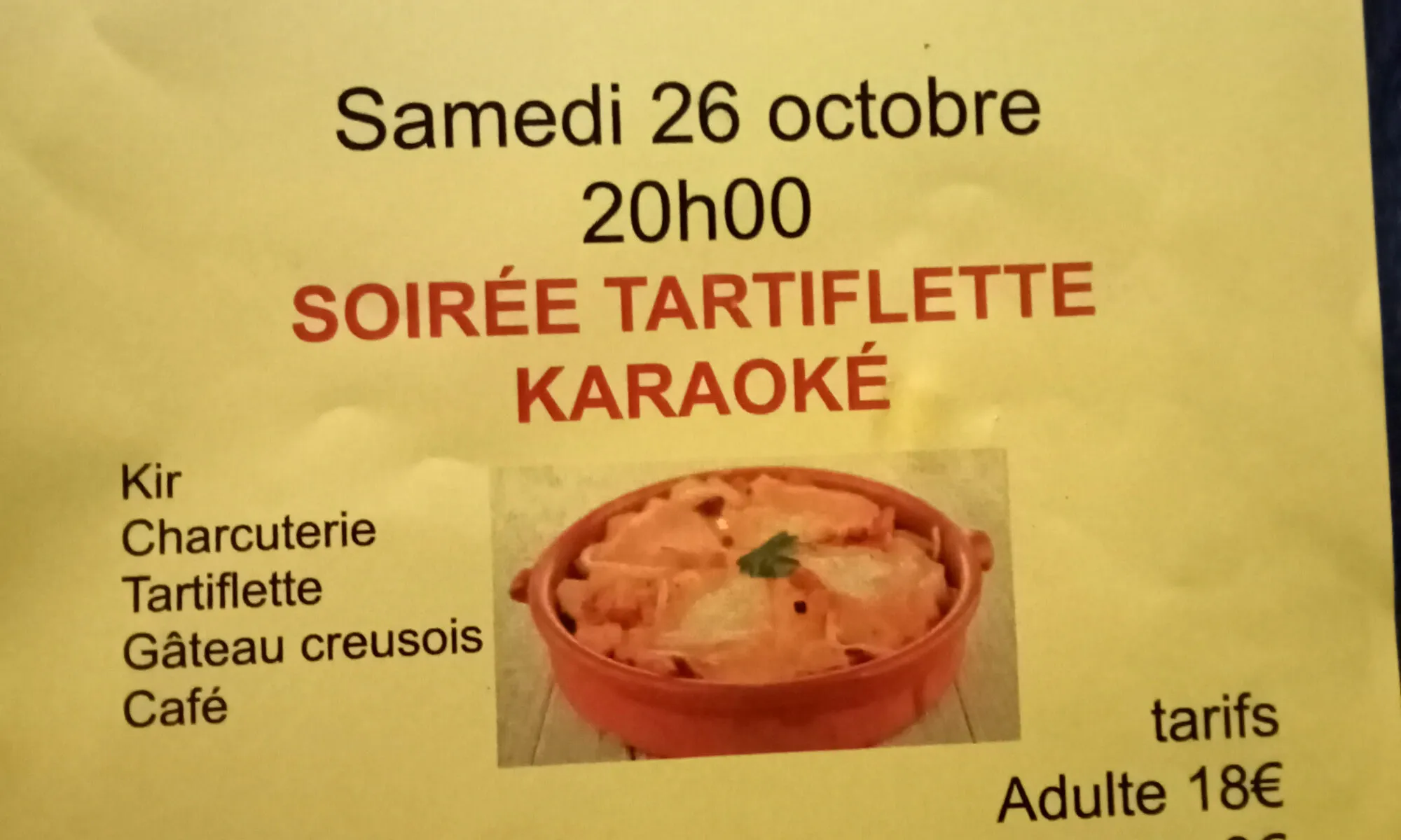 Soirée tartiflette et Karaoké