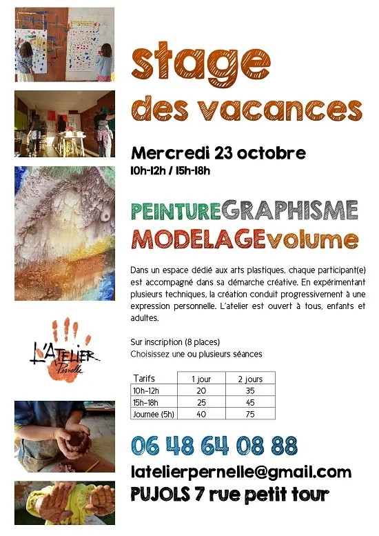 Stage des vacances Peinture Graphisme Modelage Volume