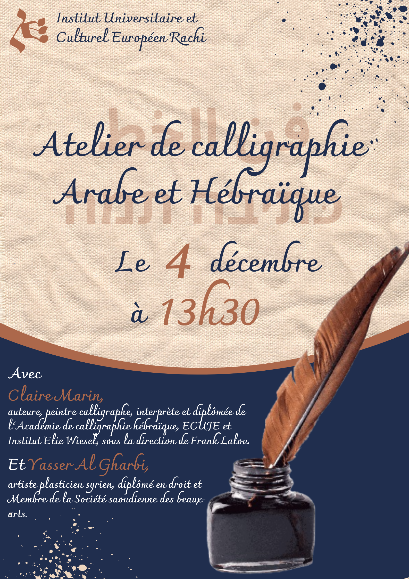 Atelier de calligraphie Arabe et Hébraique