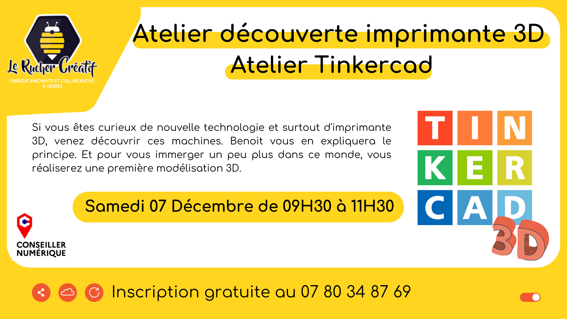 Atelier imprimante 3D et Tinkercad