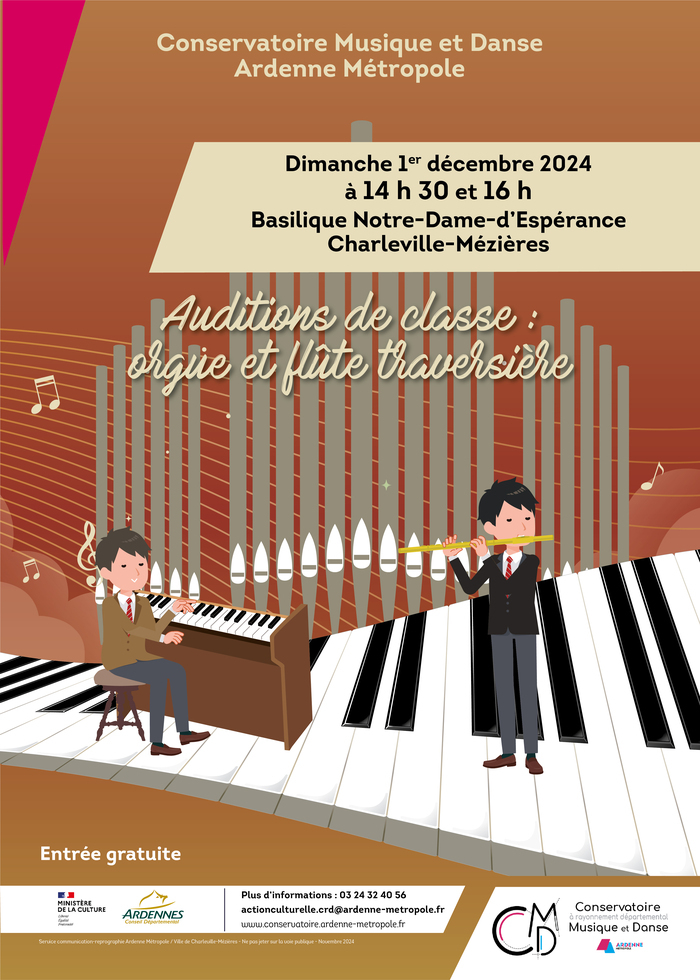 Auditions de classes - orgue et flûte traversière Basilique Notre-Dame-d'Espérance Charleville-Mézières Charleville-Mézières