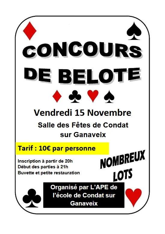 Concours de Belote APE de Condat