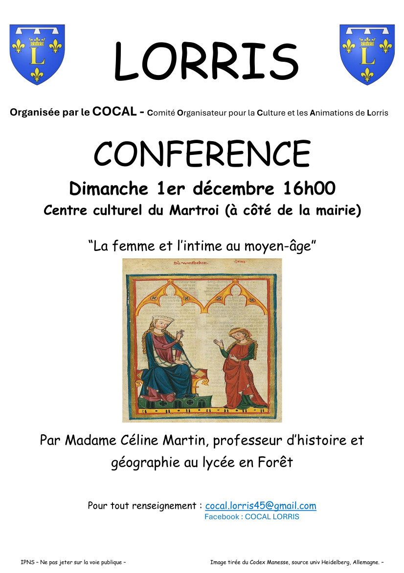 Conférence "La femme et l'intime au moyen-âge"