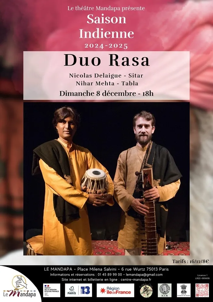 Duo Rasa - Musique d'Inde du Nord Théâtre Mandapa Paris