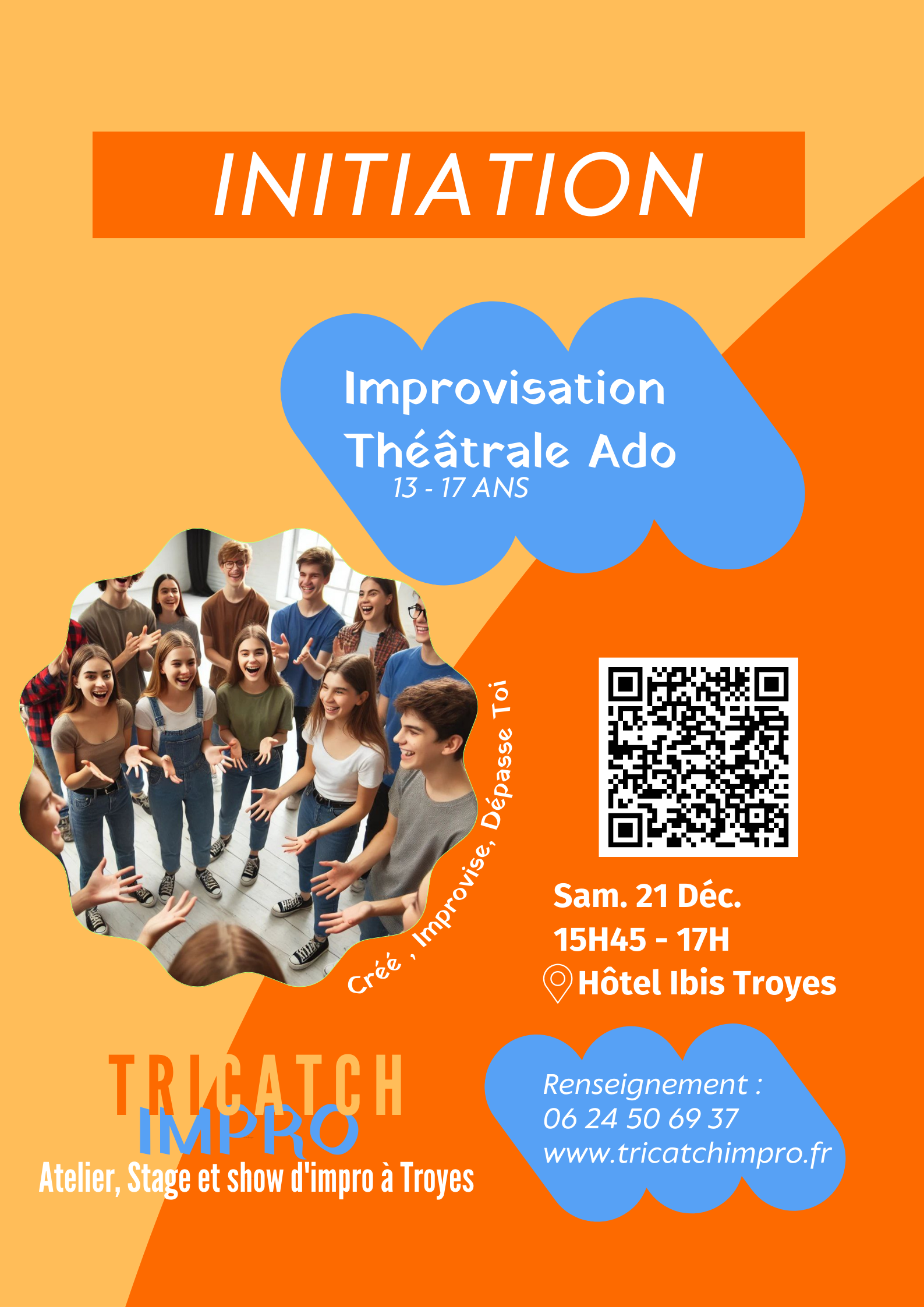 Initiation à l'improvisation théâtrale pour ados (13-17 ans)