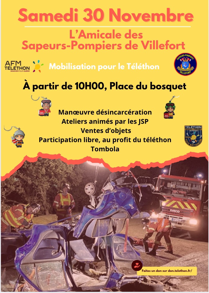 JOURNÉE TÉLÉTHON PAR L'AMICALE DES SAPEURS POMPIERS