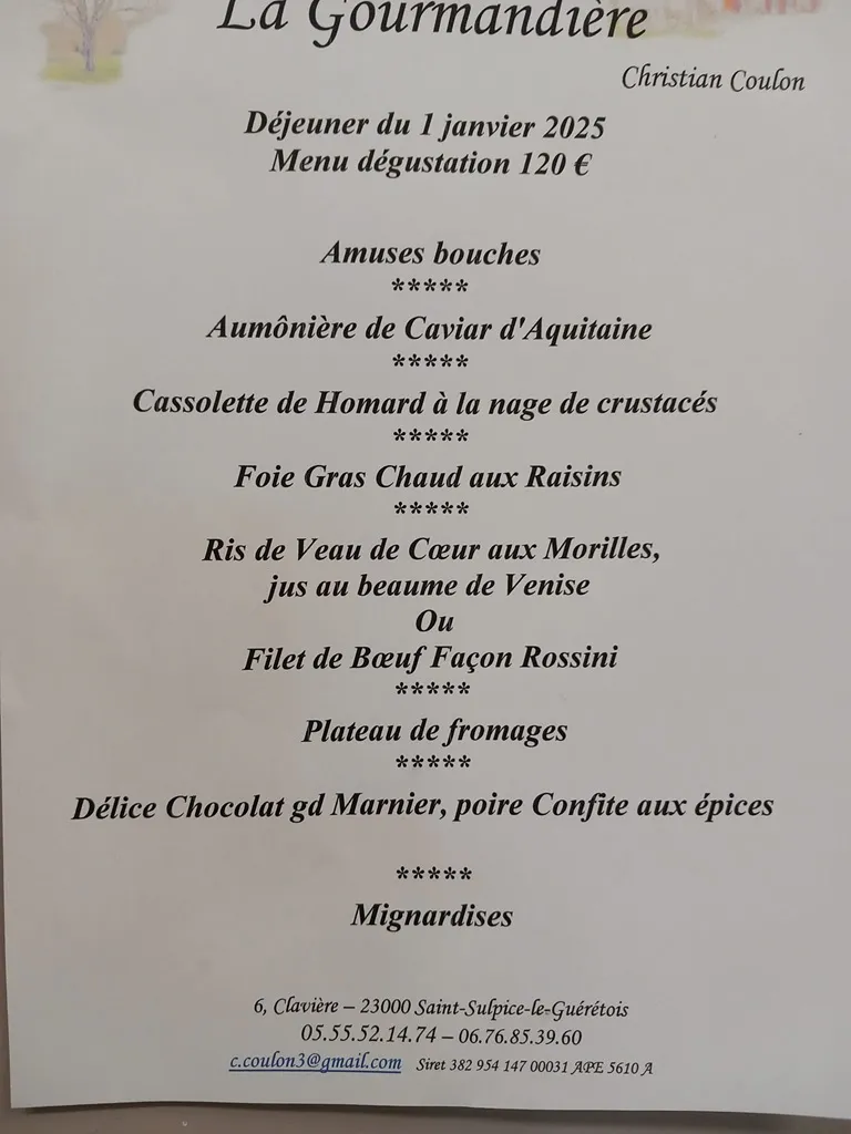 Menu de fêtes à La Gourmandière