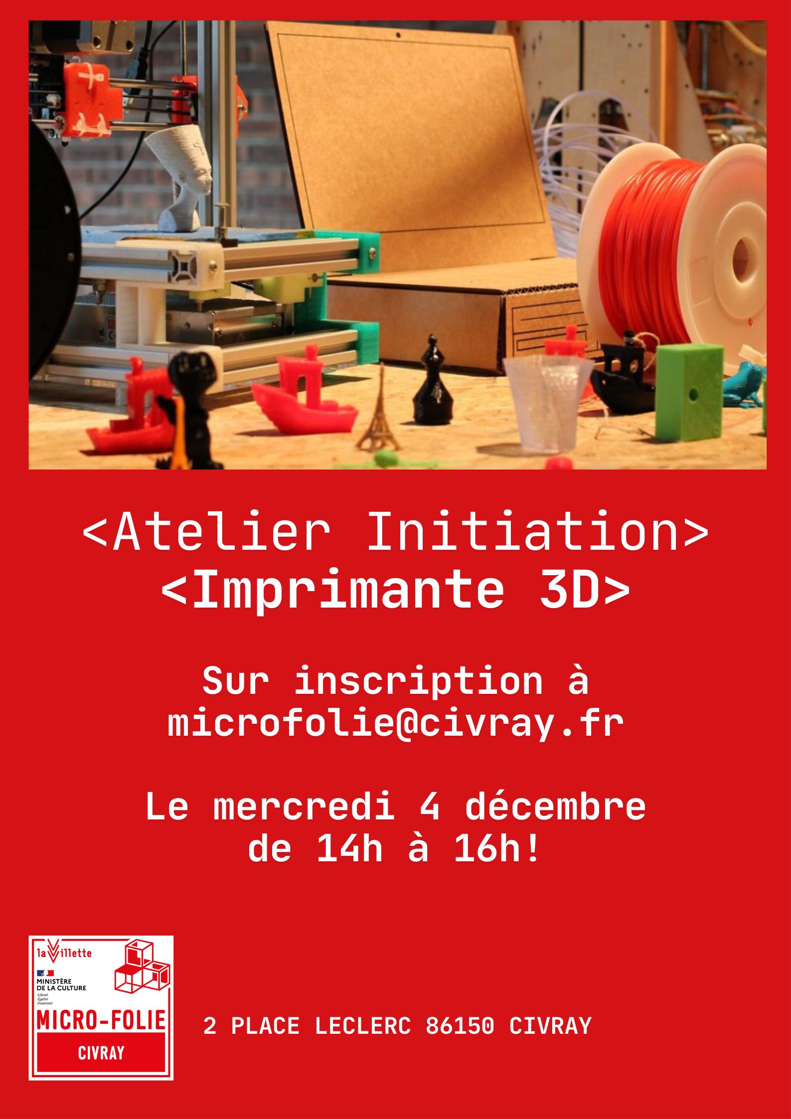 Micro-Folie atelier d'initiation à l'imprimante 3D