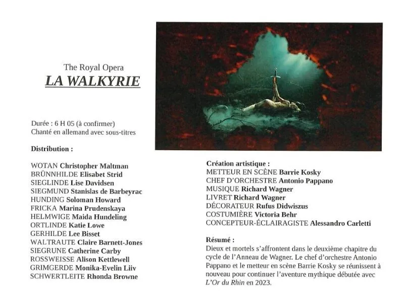 Opéras Ballets filmé "La Walkyrie" au Cinéma Le Plaza