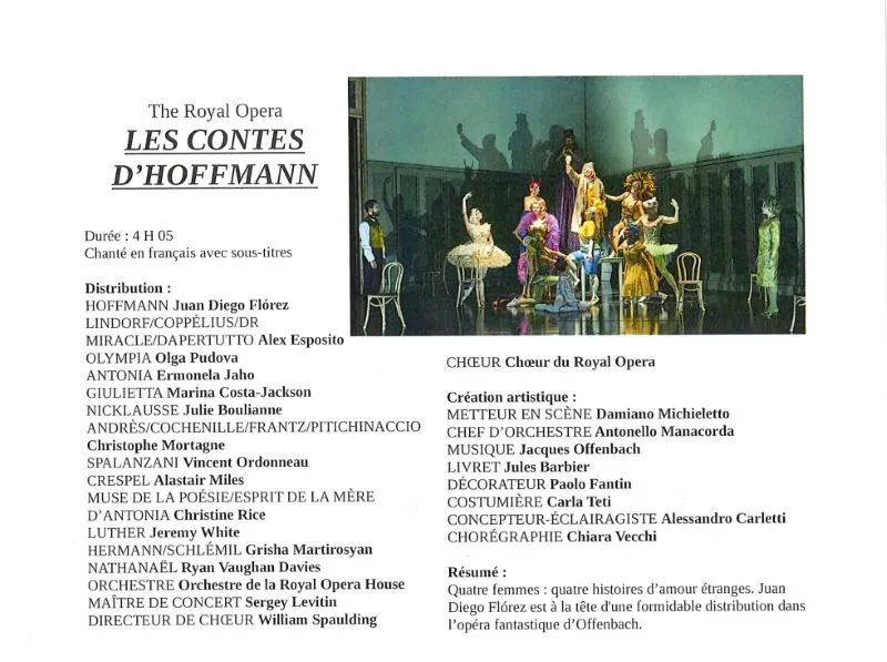 Opéras Ballets filmé "Les Contes d'Hoffmann" au Cinéma Le Plaza