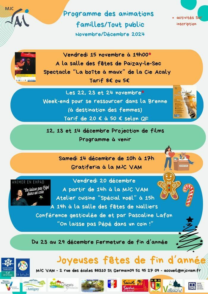 Programme des animations familles/tout public novembre/décembre