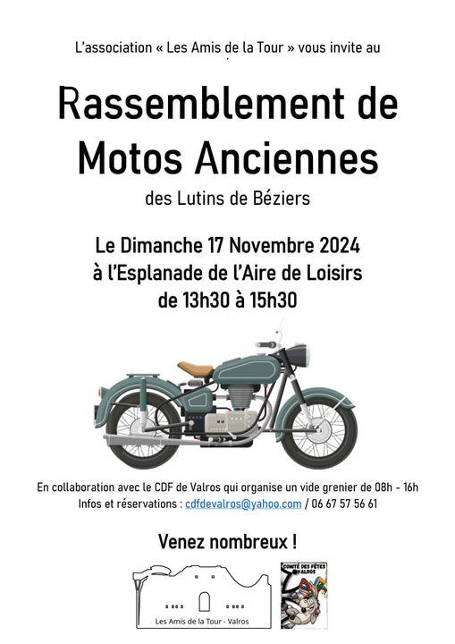 RASSEMBLEMENT DE MOTOS ANCIENNES DES LUTINS DE BEZIERS- VIDE GRENIER