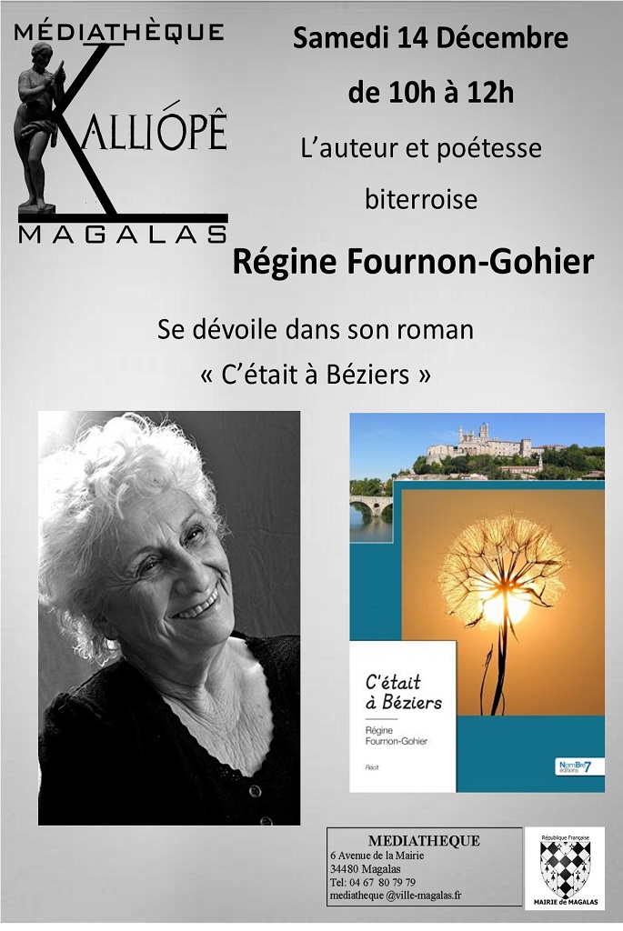 RENCONTRE D'AUTEUR ET POETESSE BITERROISE RÉGINE FOURNON-GOHIER