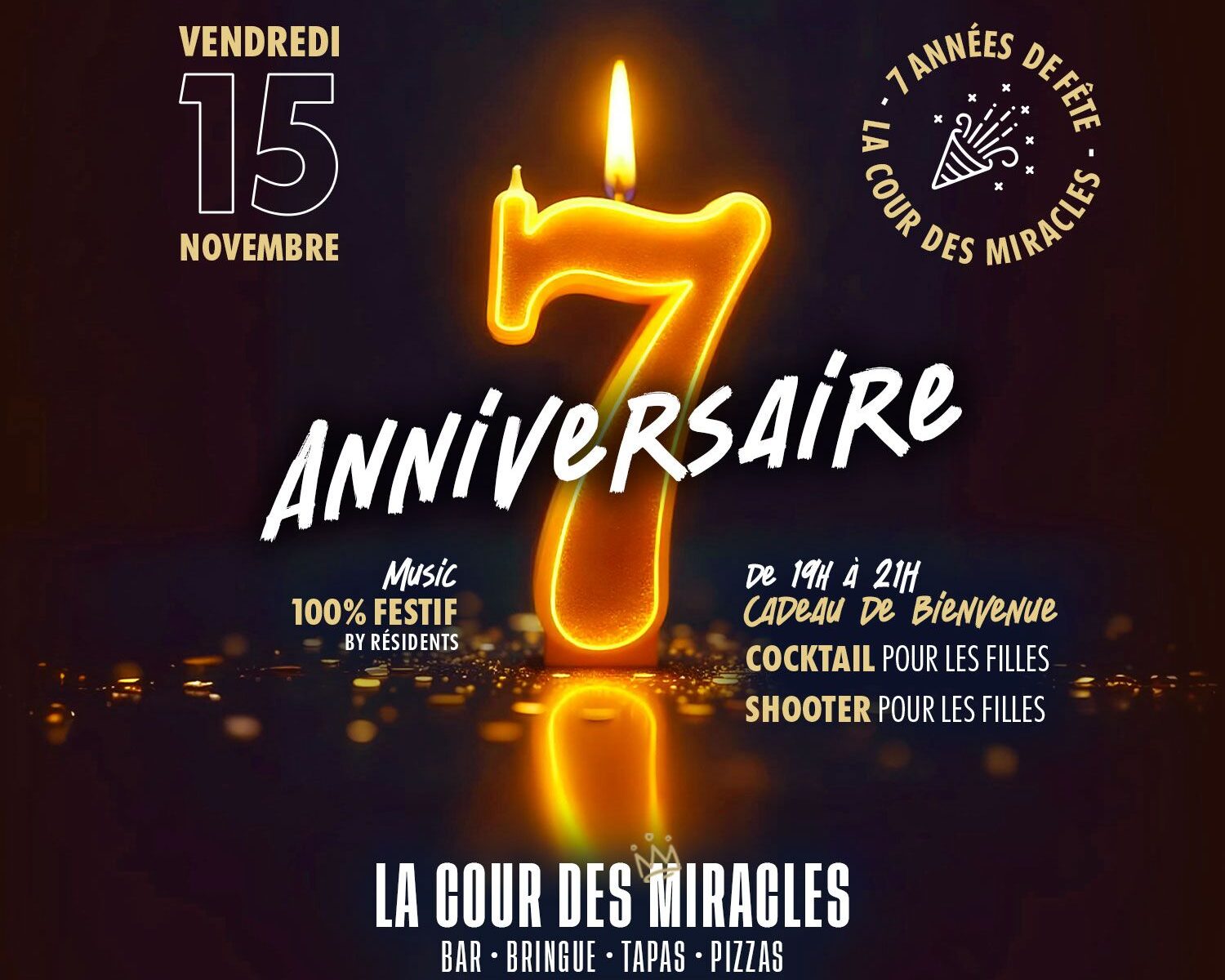 SOIRÉE D'ANNIVERSAIRE DES 7 ANS DE LA COUR DES MIRACLES