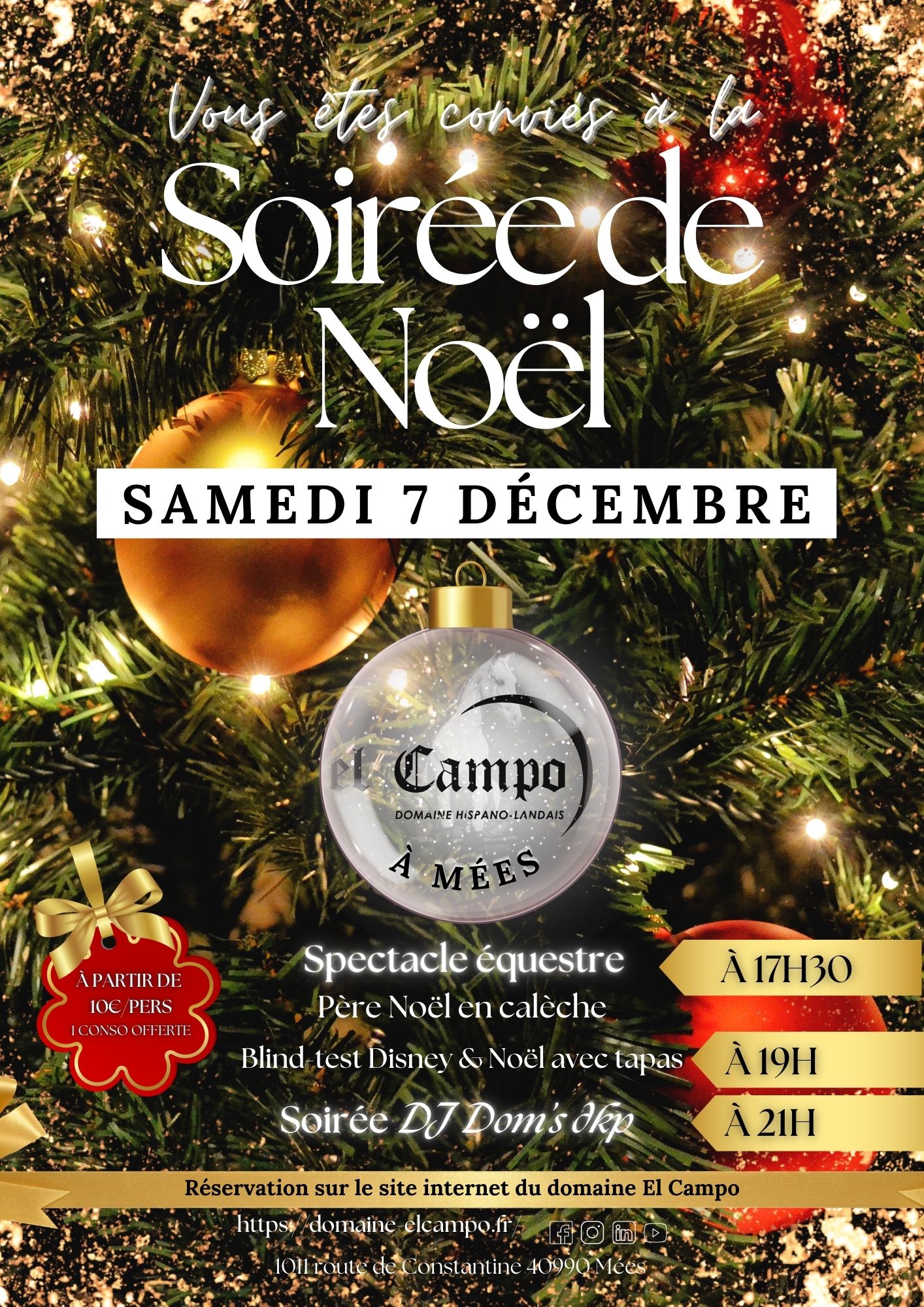 Soirée de Noël au Domaine El Campo à Mées