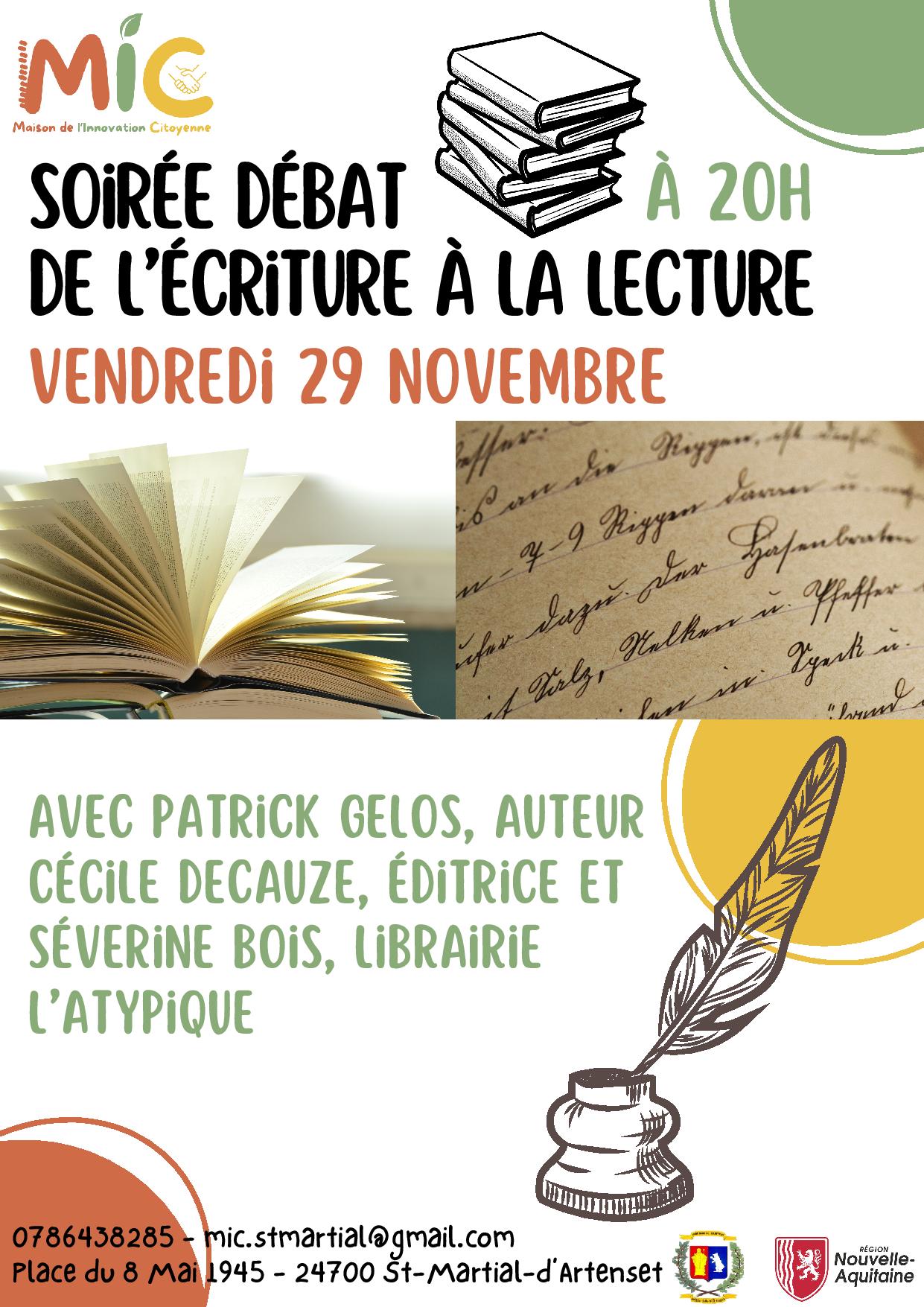 Soirée débat de l'écriture à la lecture