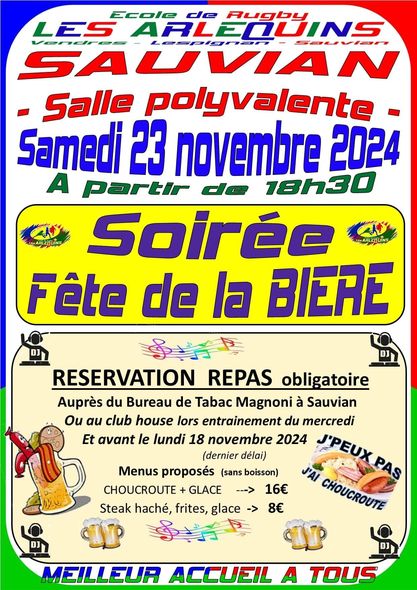 SOIRÉE FÊTE DE LA BIÈRE- ÉCOLE DE RUGBY ARLEQUIN