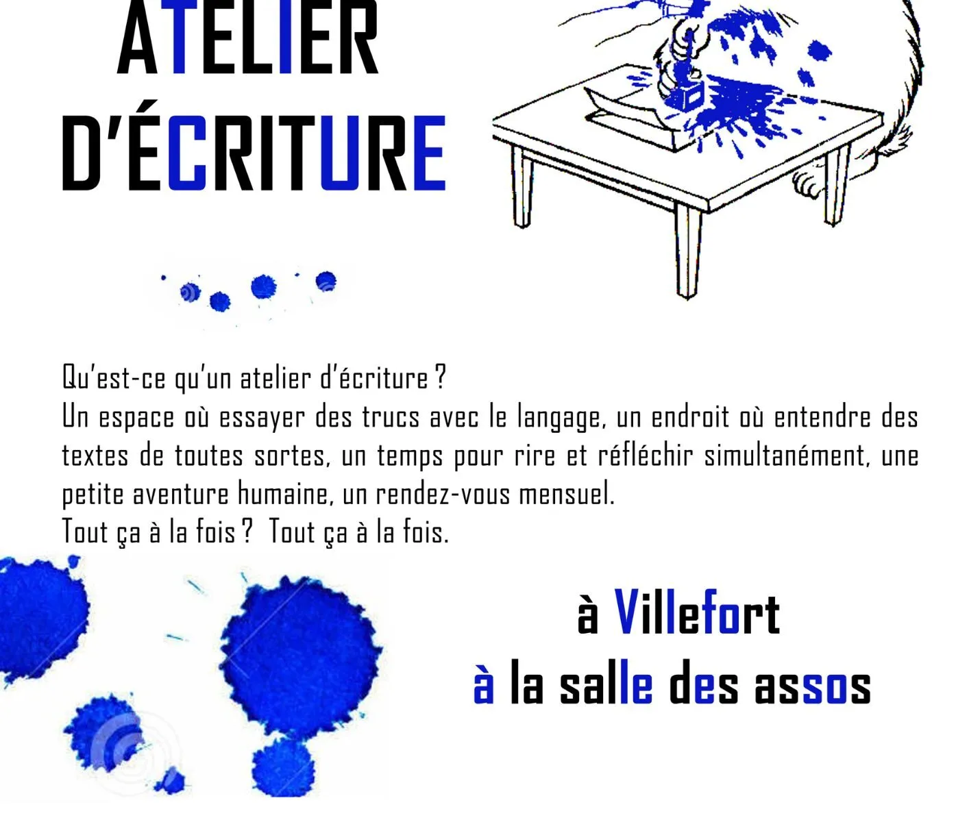 ATELIER D'ÉCRITURE MENSUEL